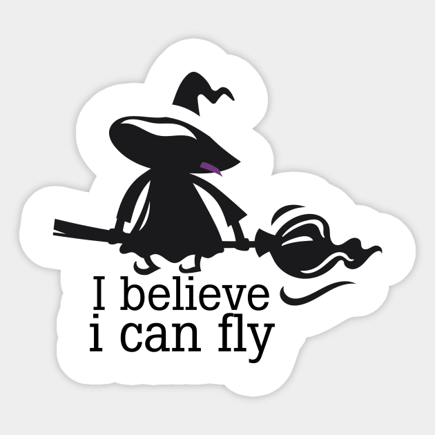 I Believe I Can Fly Halloween Witch Costume Sticker by Teequeque